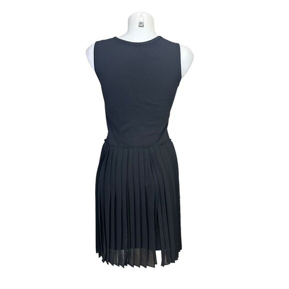 BCBG MaxAzria Black Faux Leather Pleated "Cleo" Dress Fit & Flare Size XS - Picture 6 of 11